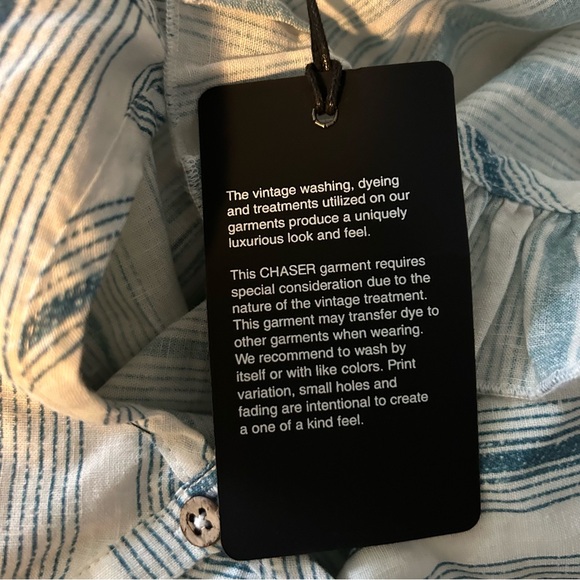 Chaser Set Linen Tank Top with Drawstring Pants Size Medium Blue/White. NWT - Picture 9 of 12